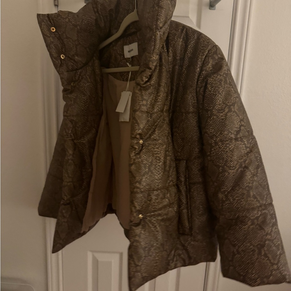Nanushka Textured Brown Puffer Jacket